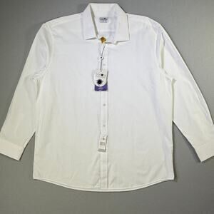 Tayion Men's Slim-Fit Trim Solid Dress Shirt white/gold 18-18.5 36-37 $60